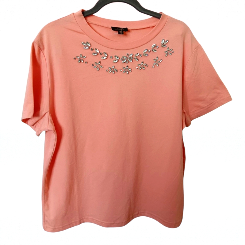 Coral Rhinestone Shirt